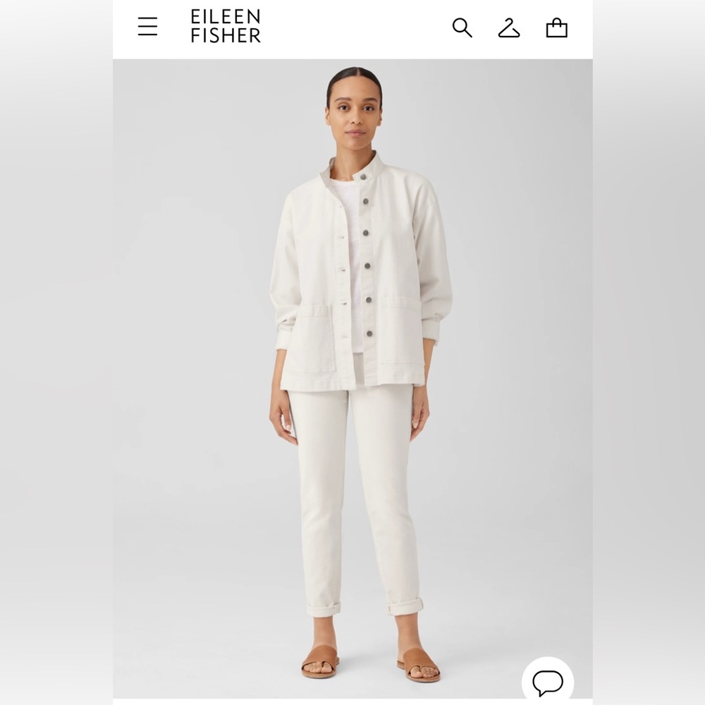 Eileen Fisher Off-White Cotton Jean Jacket